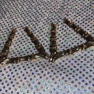 P11 VINTAGE Gold Bamboo Hoop Earrings